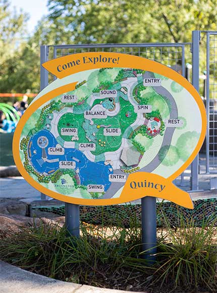 Wayfinding Park map, colorful with braille details