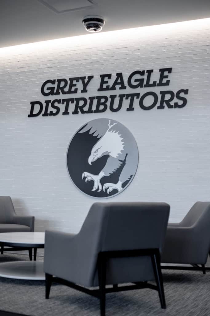Grey Eagle Distributors Lobby Signage Engraphix Architectural Signage