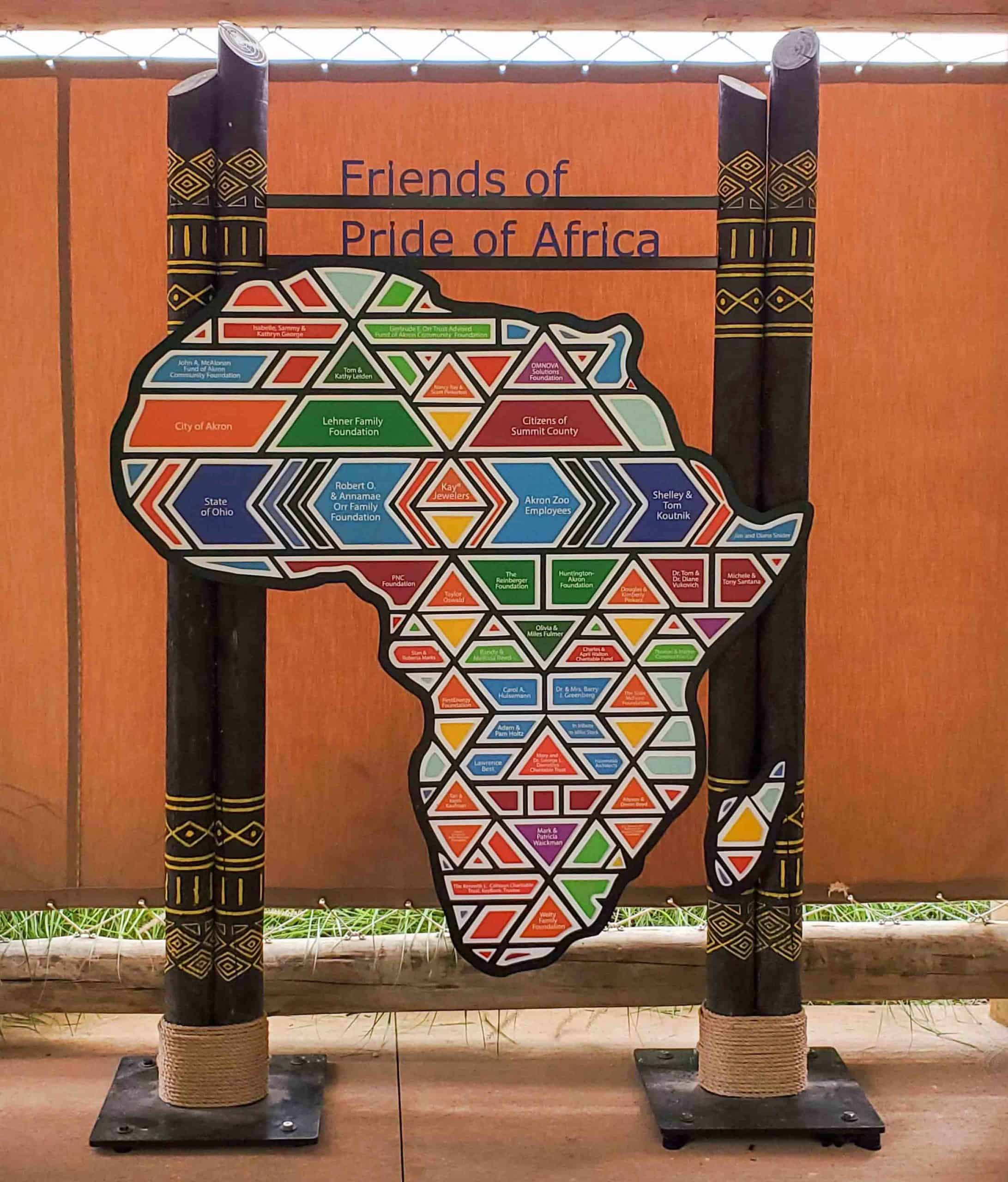 Donor recognition display in the shape of africa for zoo