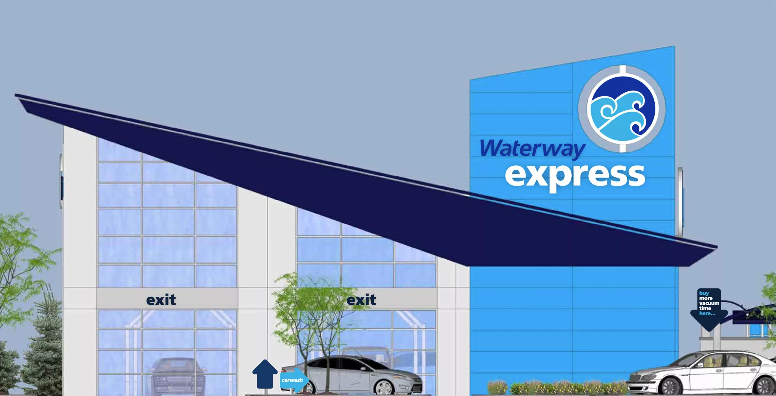 Waterway Carwash signage blueprint for new location