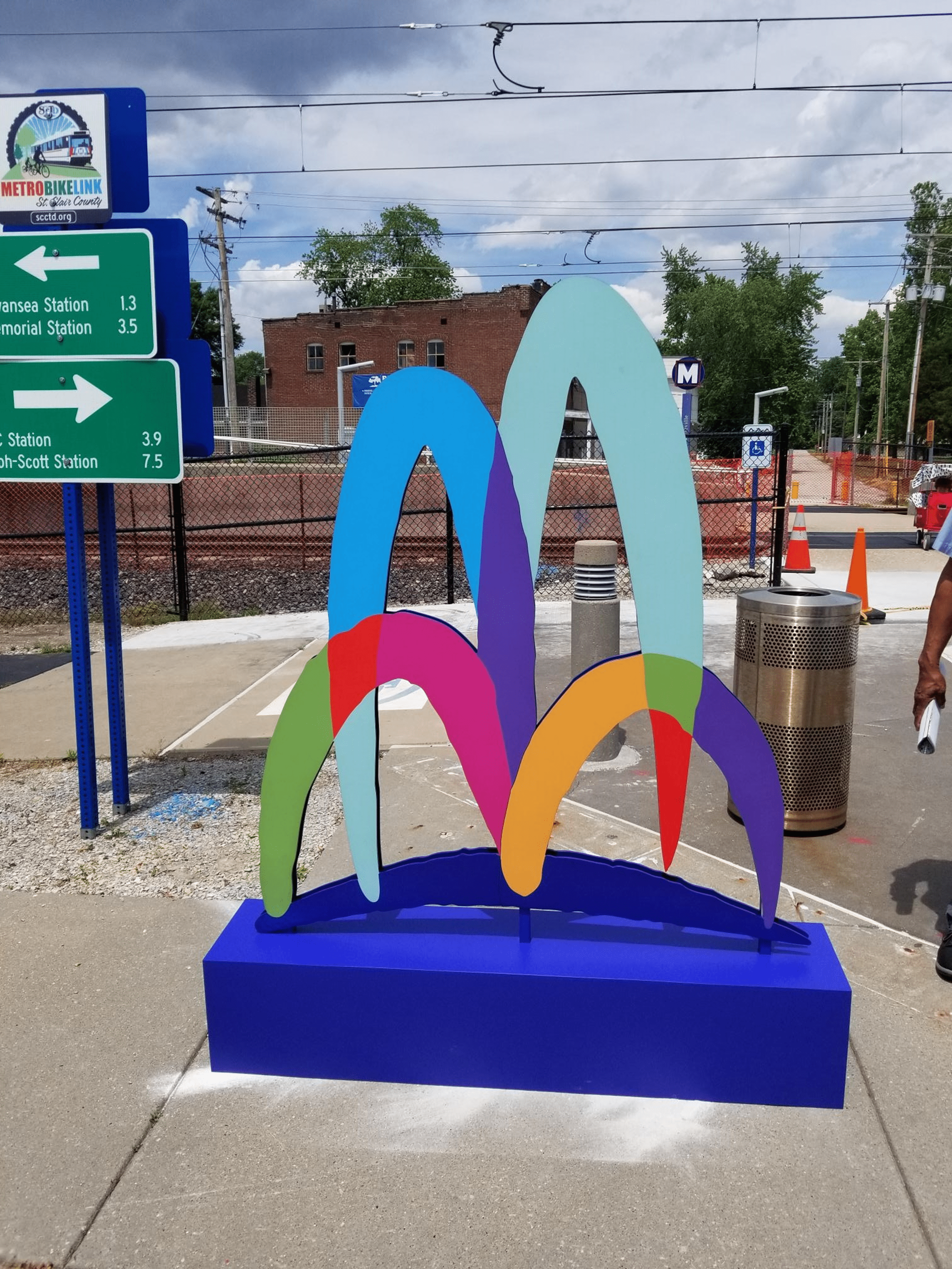 Belleville Transit Stop colorful Arch Sculpture
