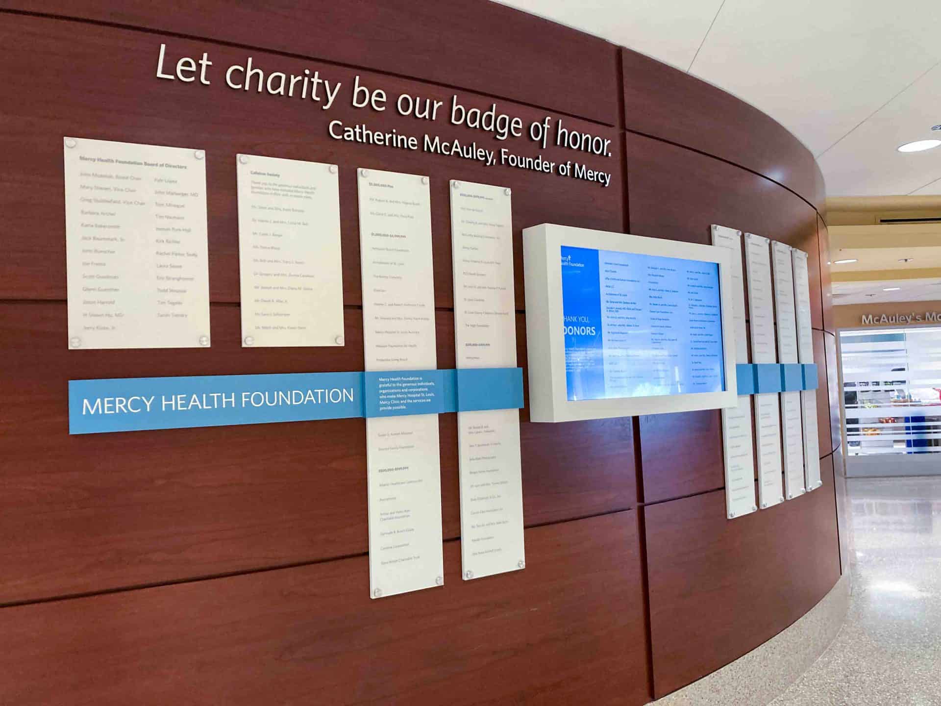 Donor Recognition at Mercy Hospital with Digital Display
