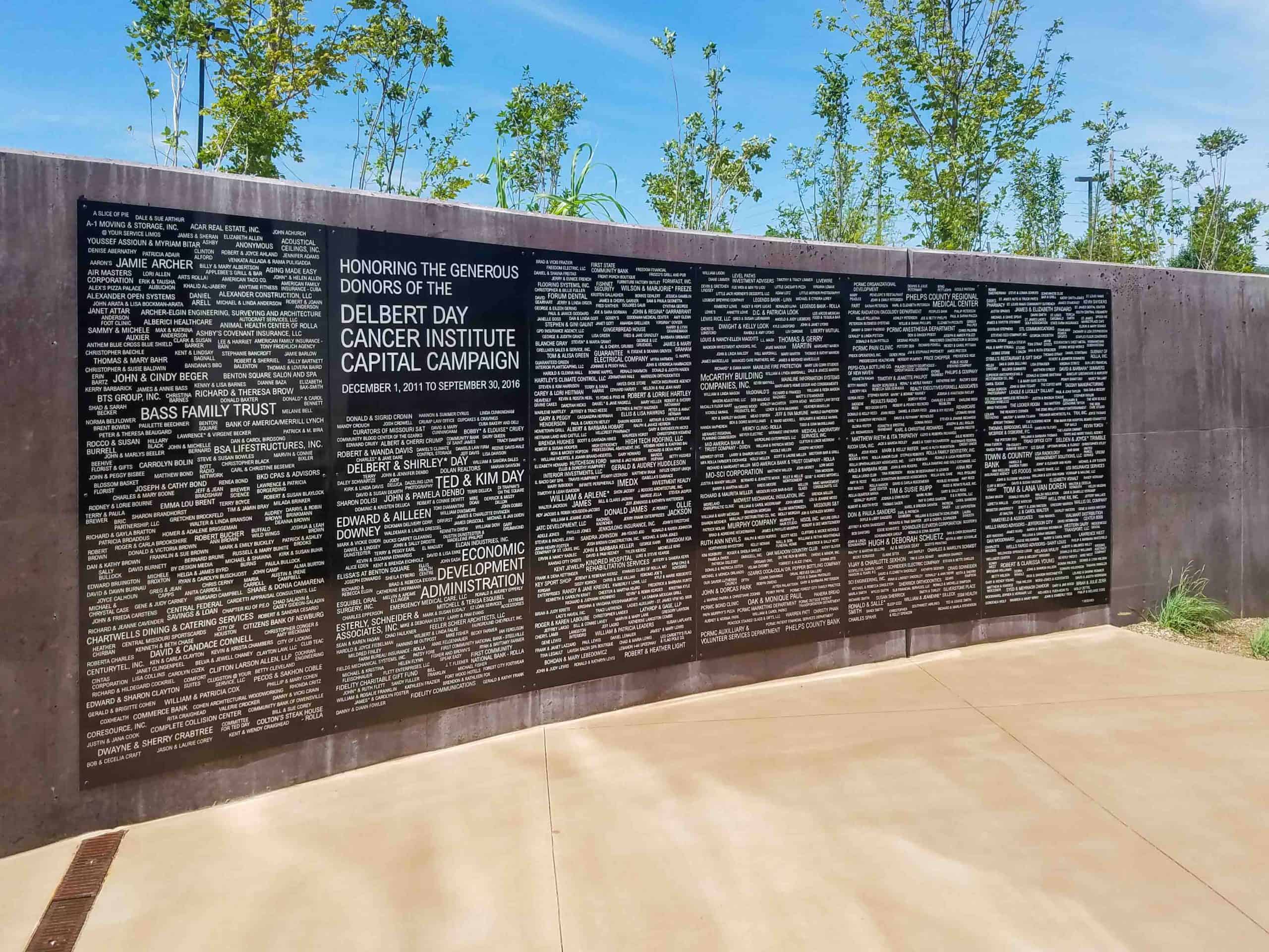 Cast and Etched donor wall for Cancer institute
