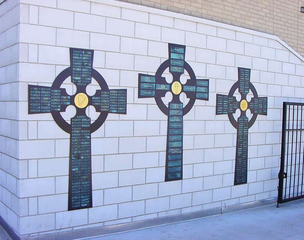 Cross display built into brick for donor recognition