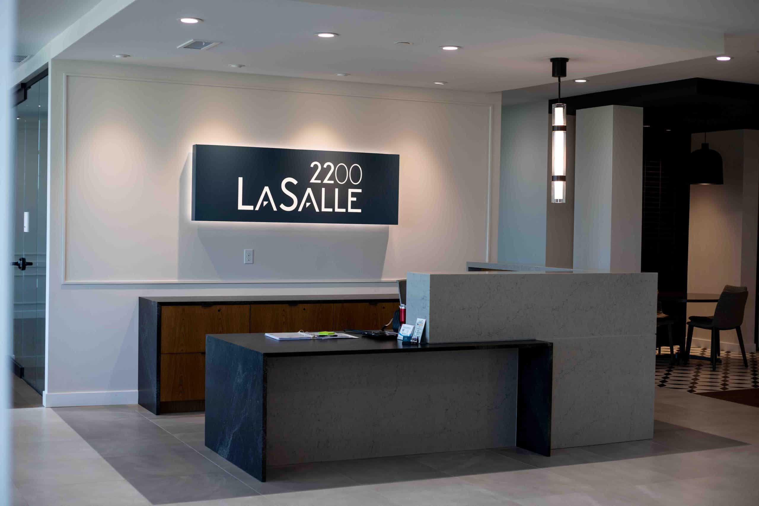 2200 LaSalle Apartment Building backlit cabinet sign for lobby