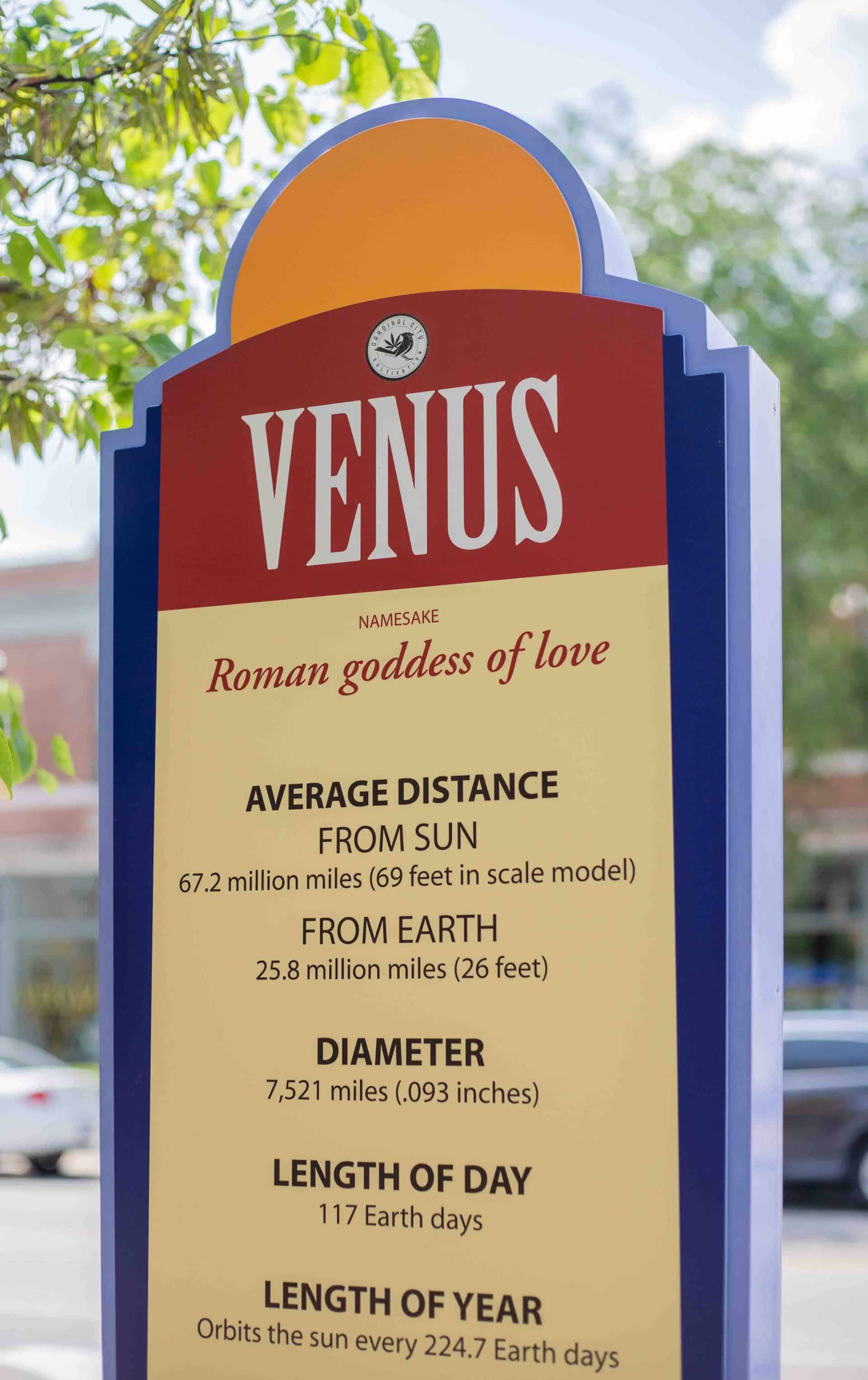 up close detail shop of venus interpretive sign