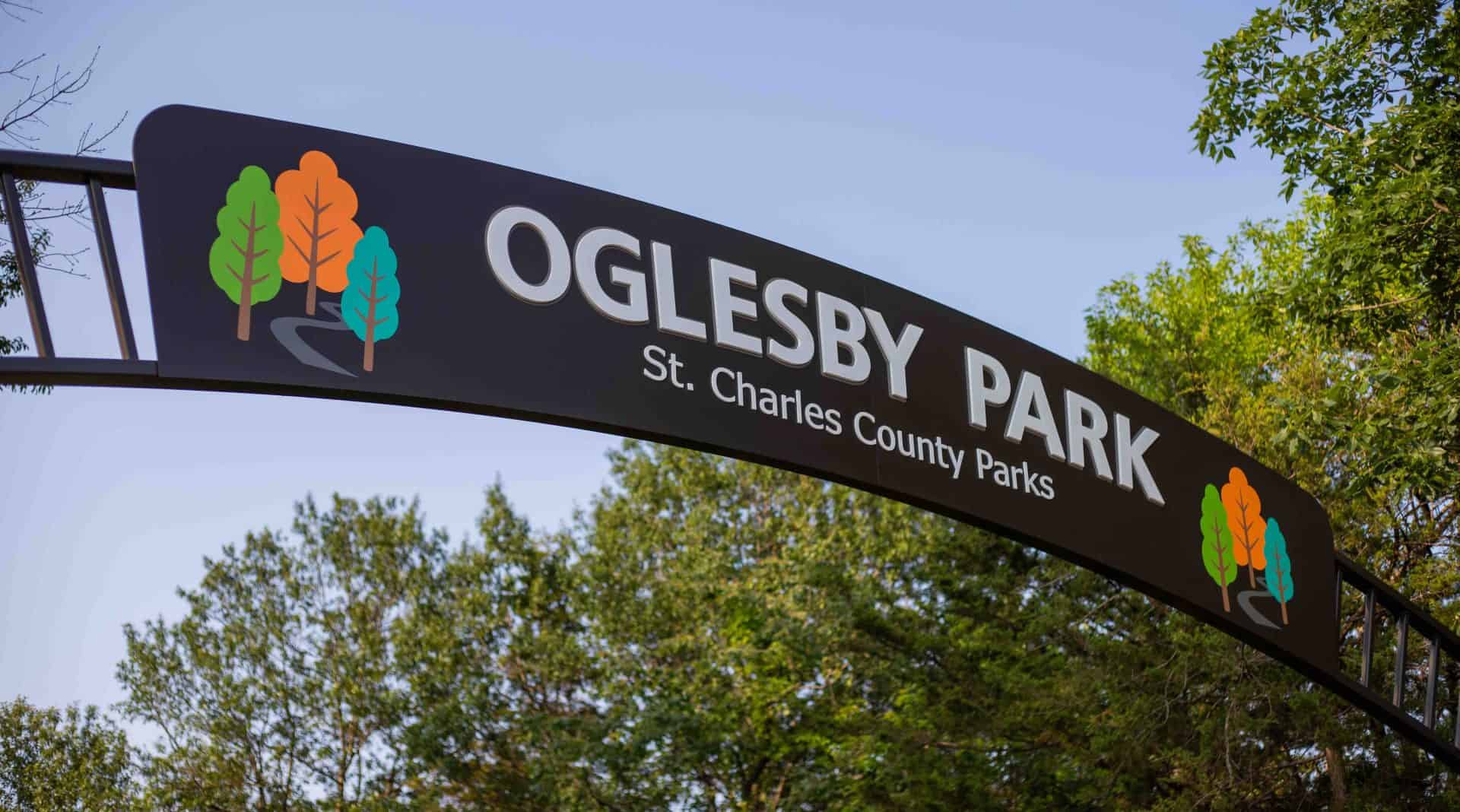 oglesby park entrance sign csutom made branded for new park