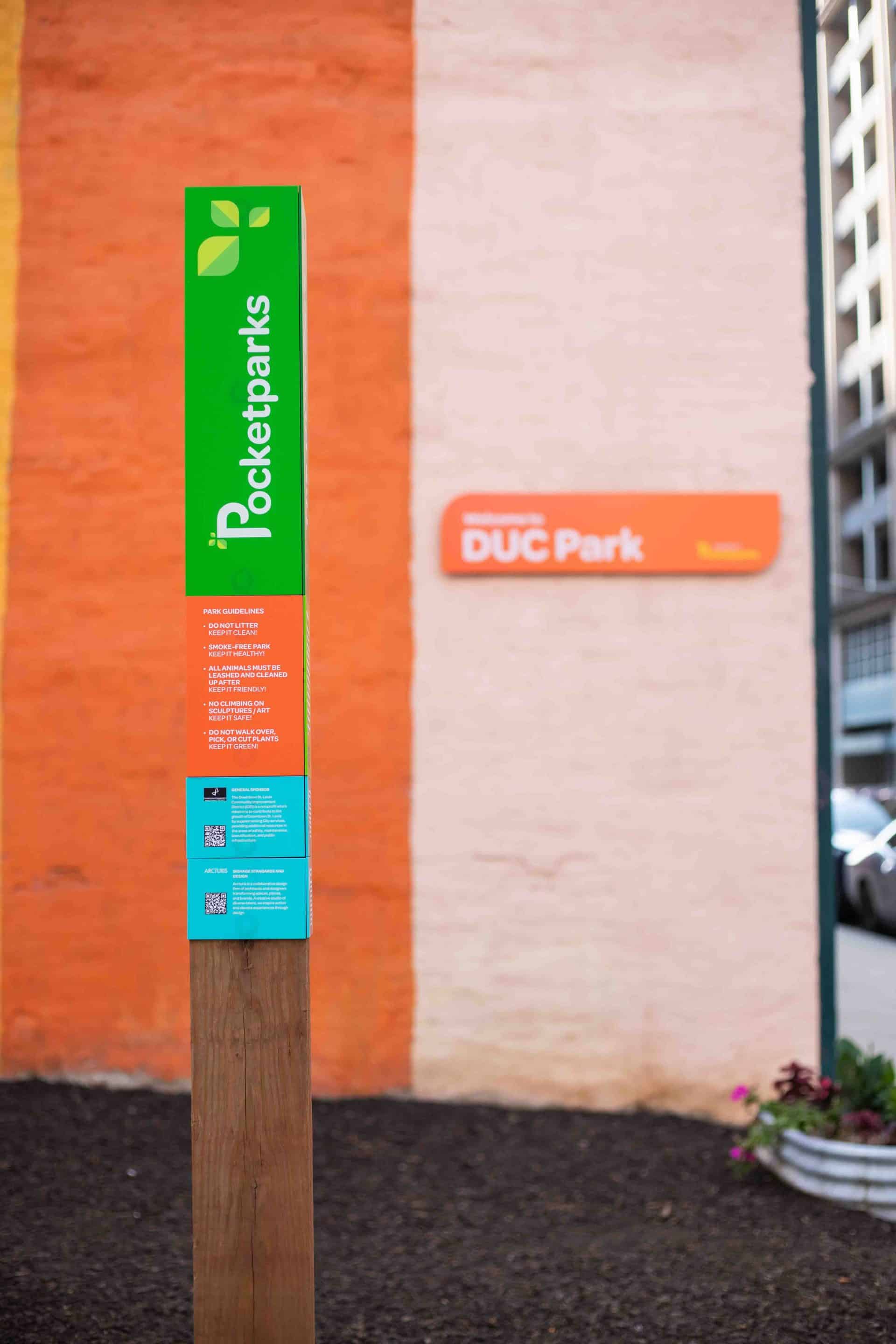 interpretive sign for Duc Pocket Park