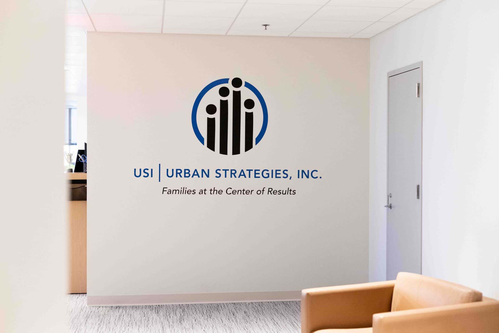 Urban Strategies entrance wall logo for lobby area