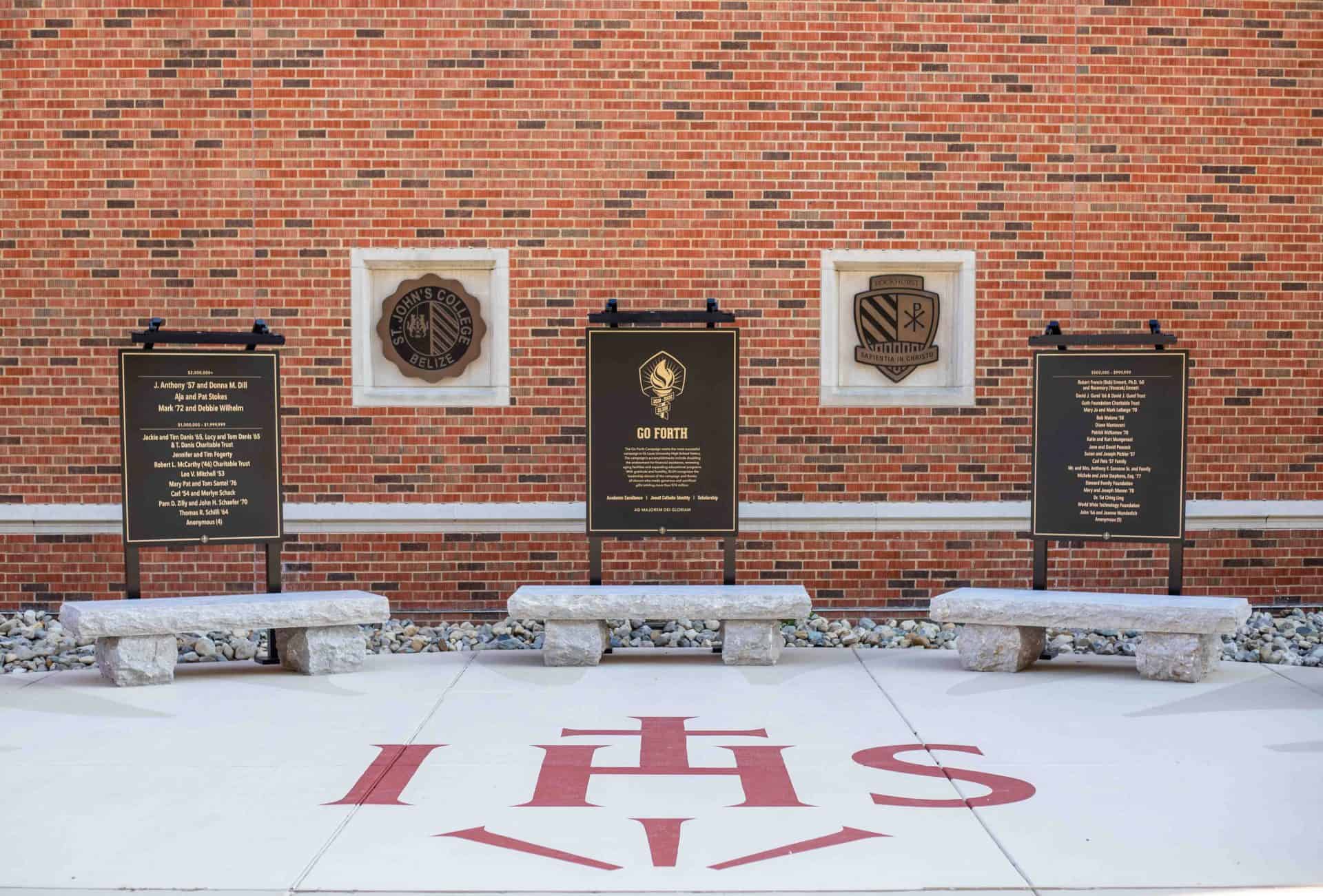 Black and gold plaques for high school donor recognition